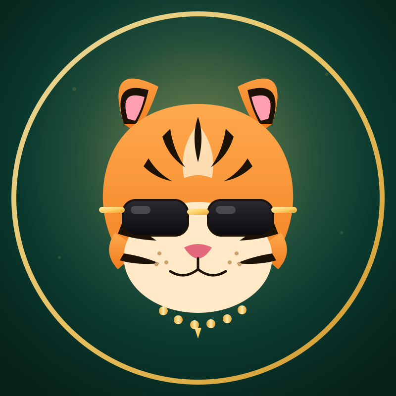 $UPLIFT tiger mascot wearing sunglasses and a gold chain